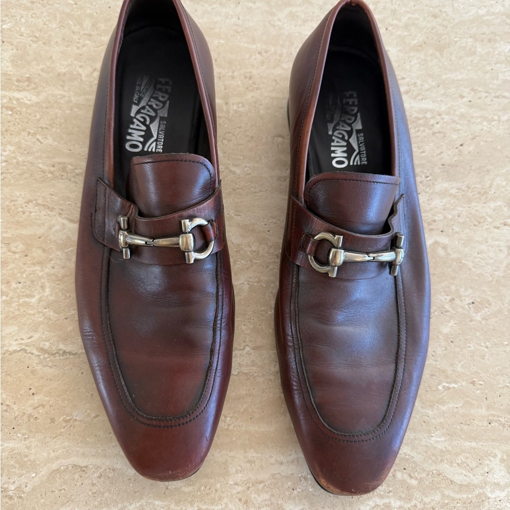 Salvatore Ferragamo Men's Leather Loafers in Rich Brown